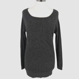 Kier+J Scoop Neck Long Cashmere Sweater Dark Gray Size Small